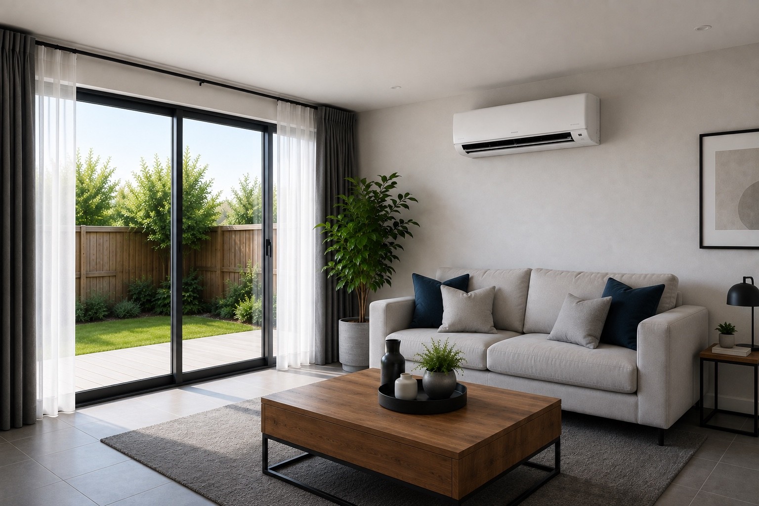 Modern home with professionally installed wall-mounted air conditioning